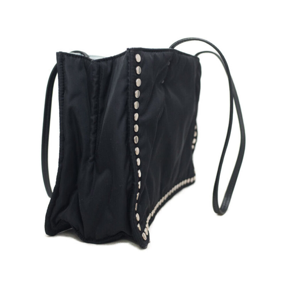 Prada Tessuto Nylon Studded Etiquette Flap bag Black - Picture 2 of 9